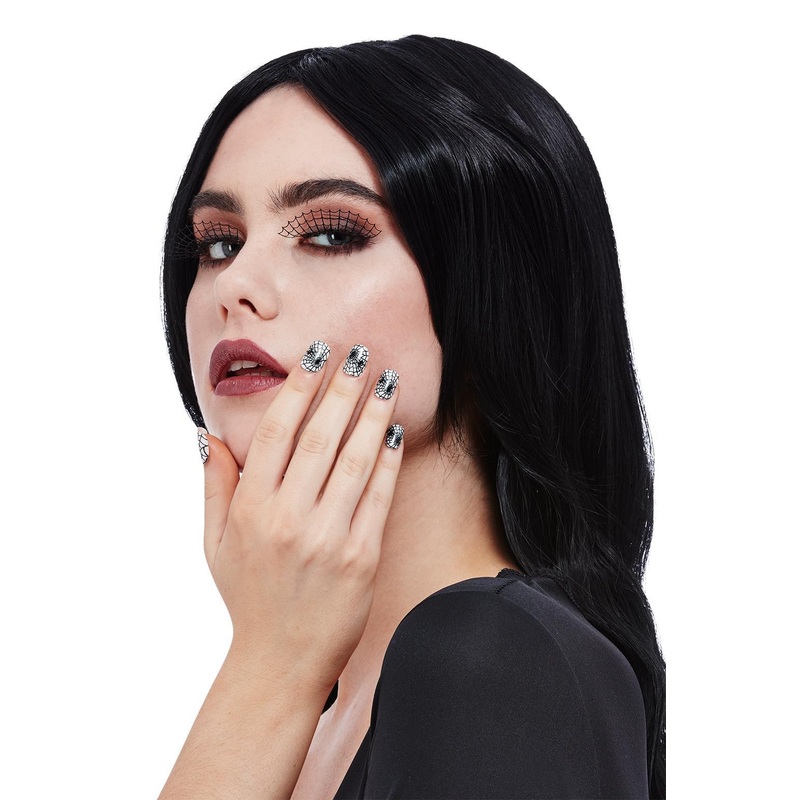 Smiffys Make-Up FX, Spiderweb Eyelash & Nail Set