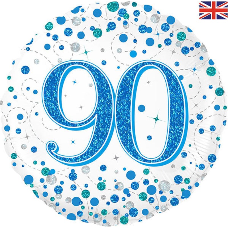 18" 90th Blue Sparkling Fizz Foil Balloon