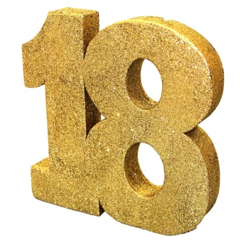 18th Gold Glitter Table Decoration