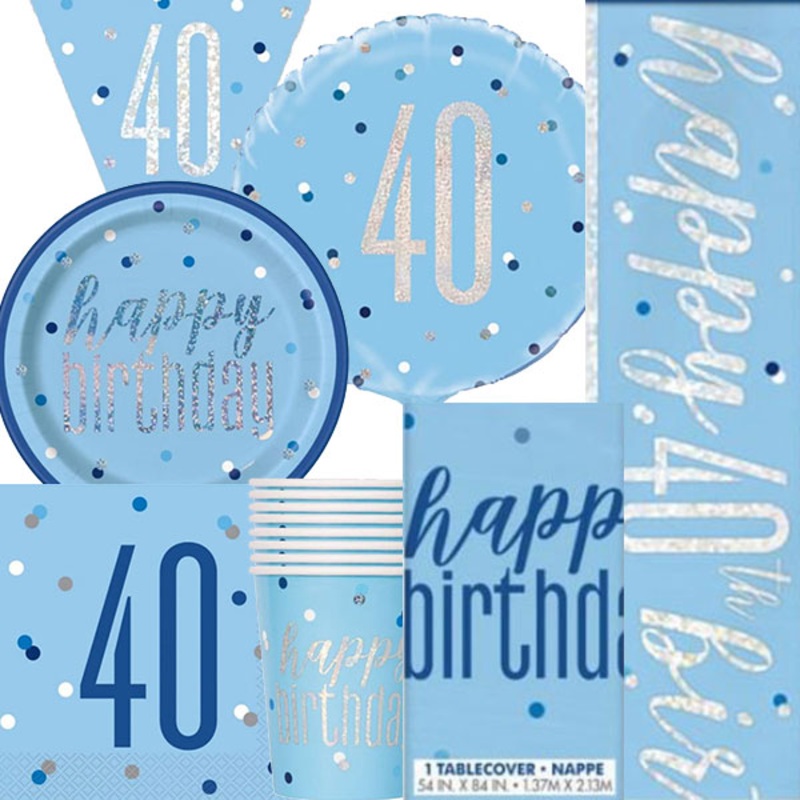 40th Blue Glitz Party Box
