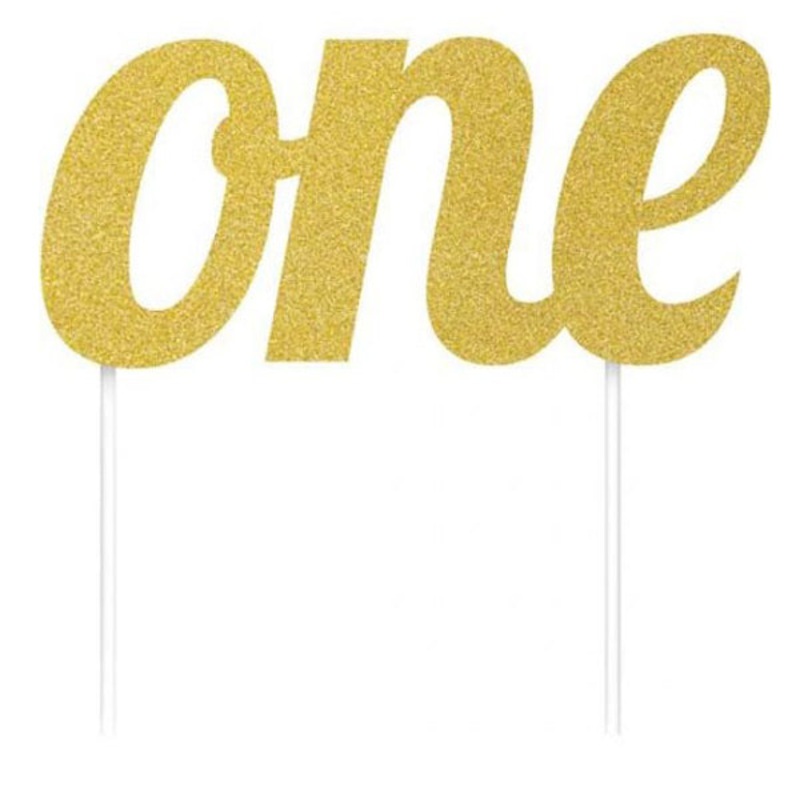 Gold Glitter Number 1 Cake Topper