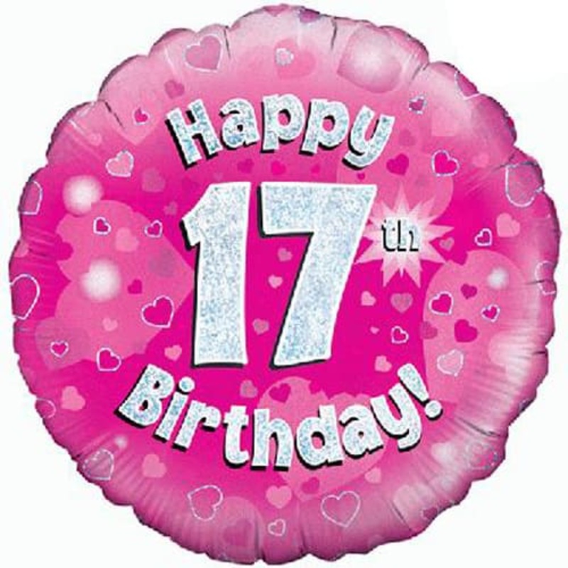 18" Happy 17th Birthday Pink Foil Balloon