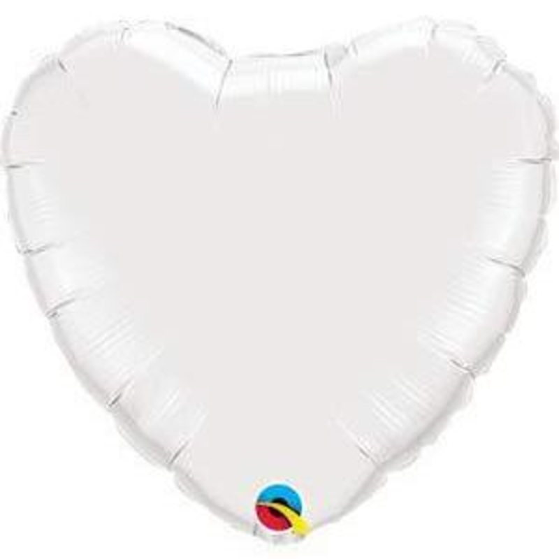 36" White Heart Foil Balloon