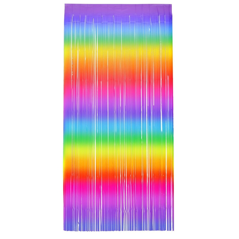 Matt Fringe Curtain Backdrop, Rainbow Stripe