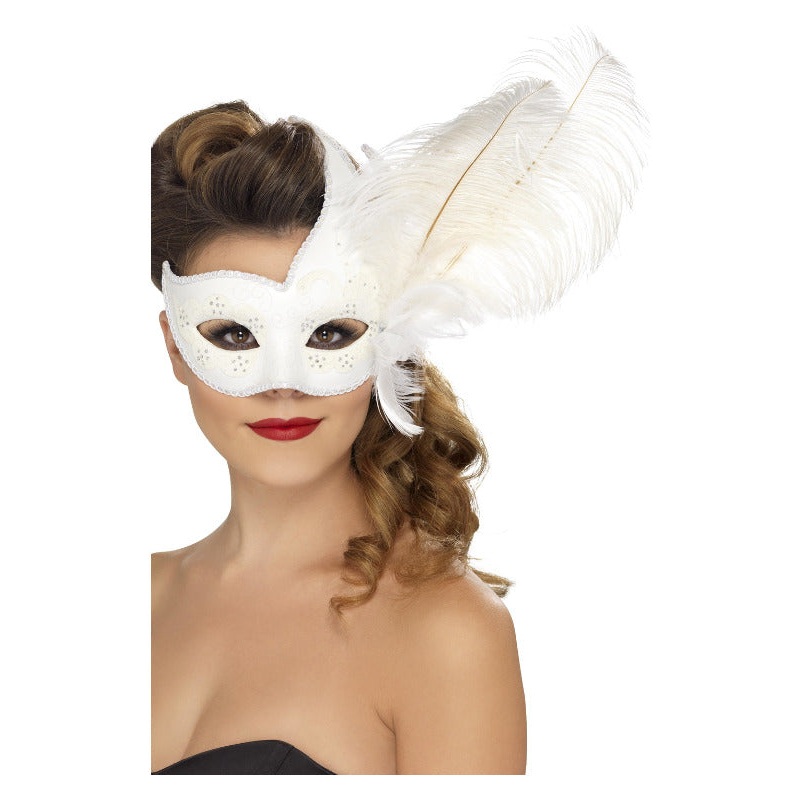 Ornate Columbina Eyemask, White