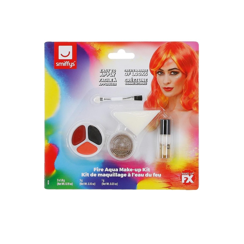 Smiffys Make-Up FX, Fire Aqua Kit, Red