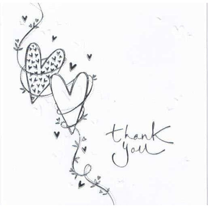 Thank You Hearts Invitations x6