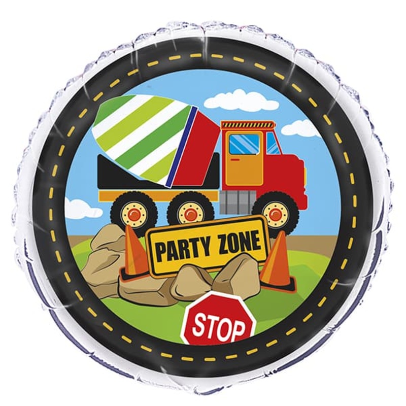 18" Construction Party Zone Foil Balloon