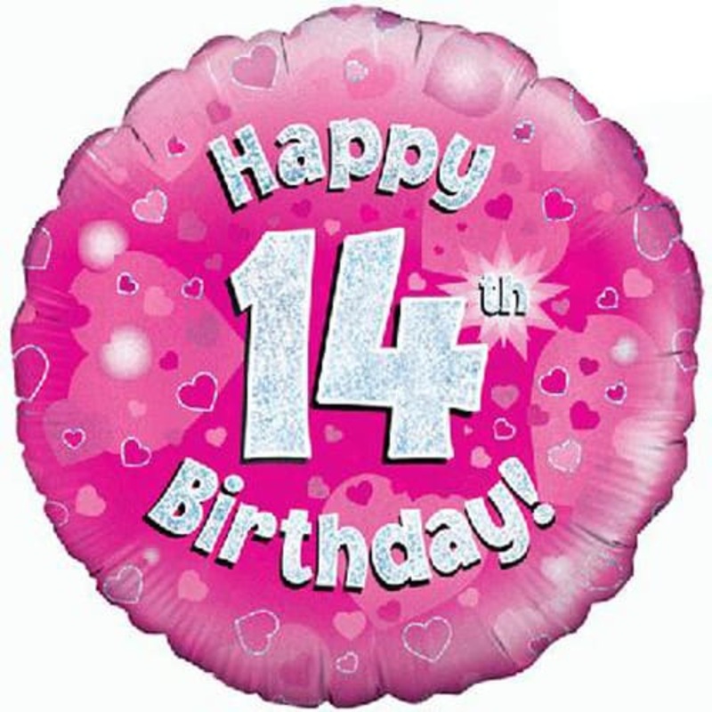 18" Happy 14th Birthday Pink Foil Balloon