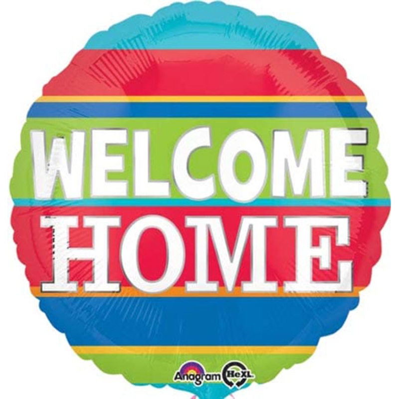 18" Welcome Home Colourful Stripes Foil Balloon