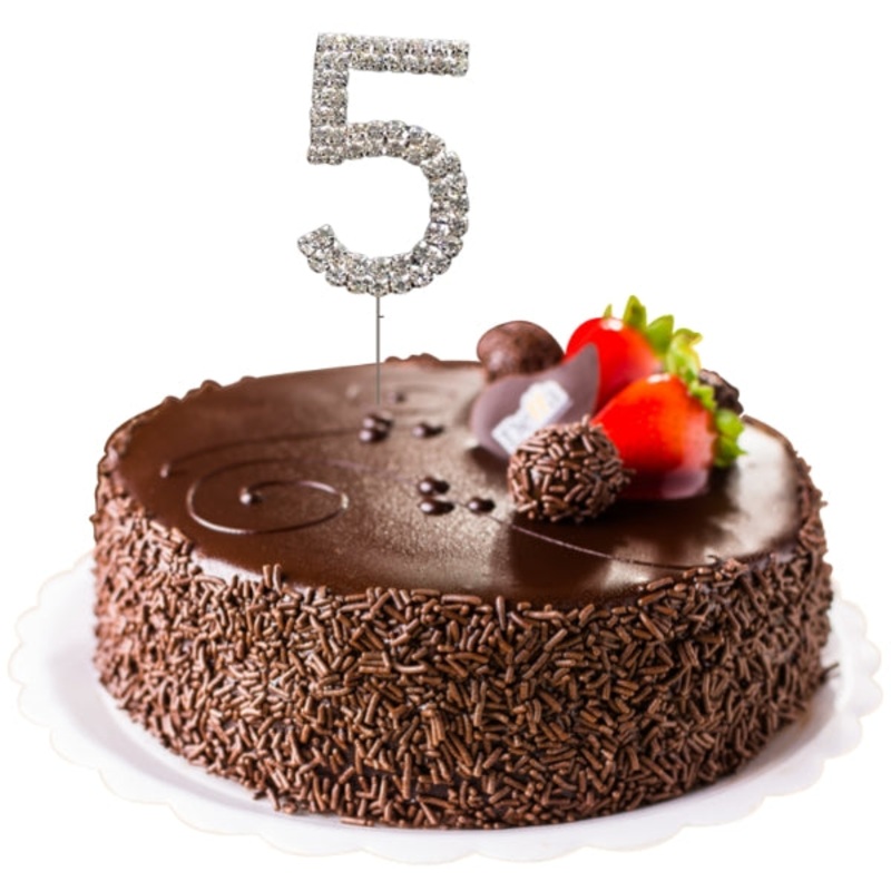 5 Diamante Number Cake Picks