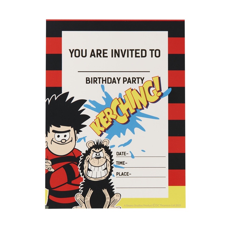 Beano Tableware Party Invitations x8