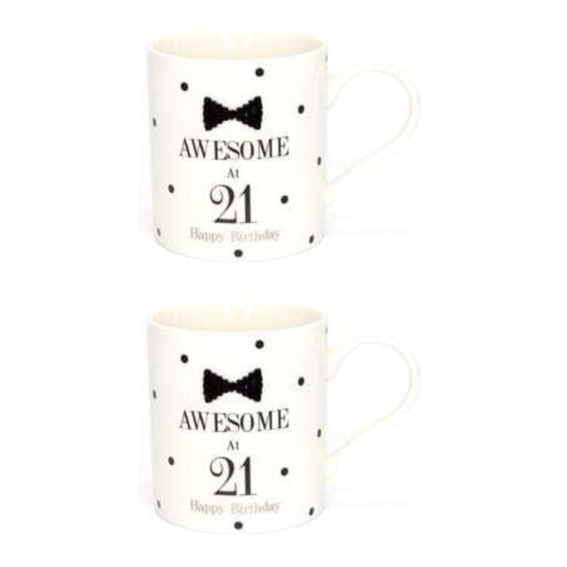 Mad Dots Black Tie 21st Birthday Mug