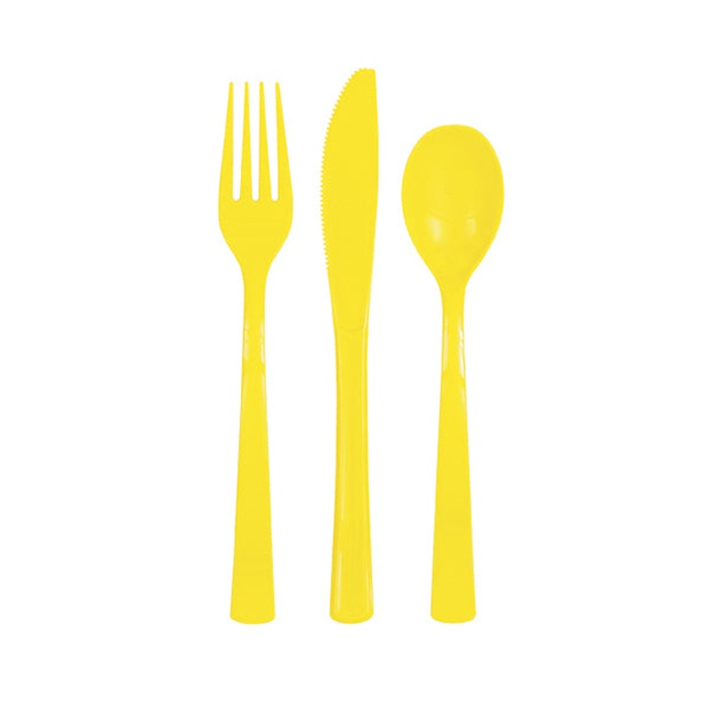 Neon Yellow Assorted Cutlery 18pk