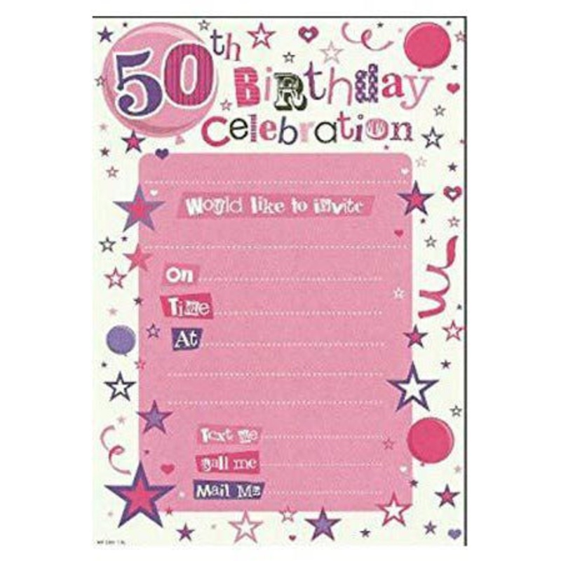 Pink 50th Birthday Celebration Party Invitations