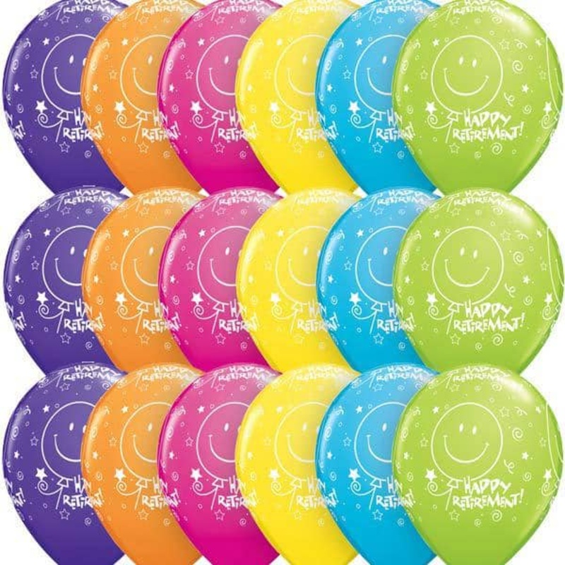 Retirement Smile Face Latex Balloons 6ct