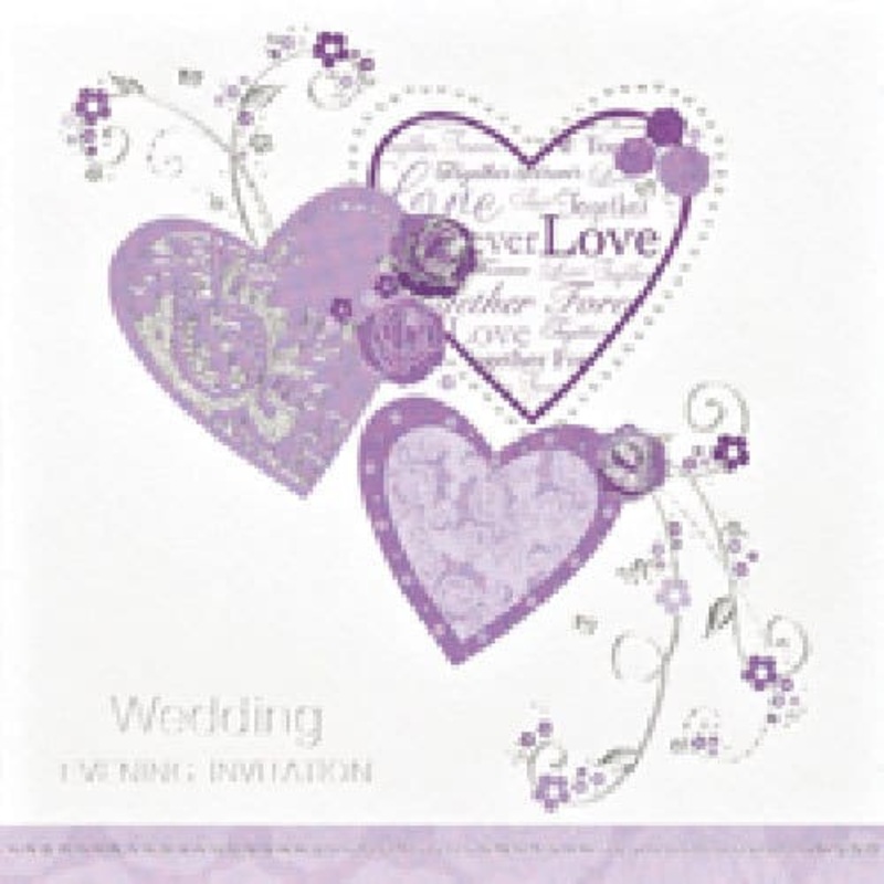 Wedding Evening Heart Invitations x6