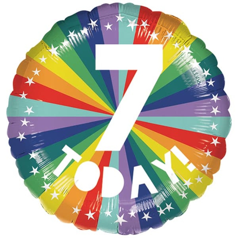 18" 7th Birthday Bright Rainbow Foil Balloon