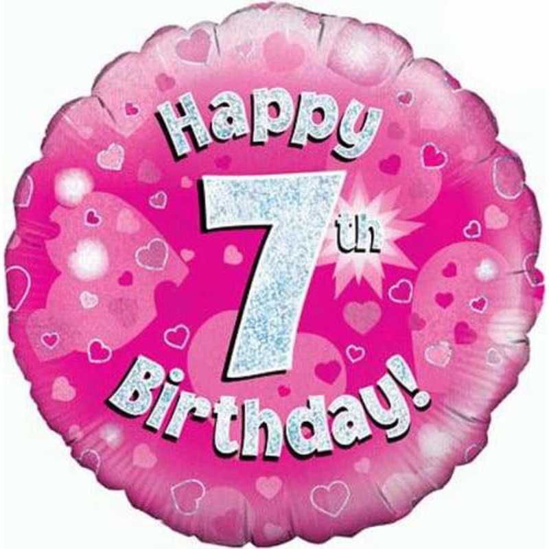 18" Happy 7th Birthday Pink Foil Balloon