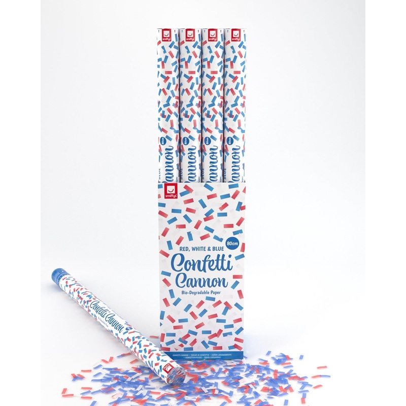 80cm Confetti Cannon, Red, White & Blue, DB of 12