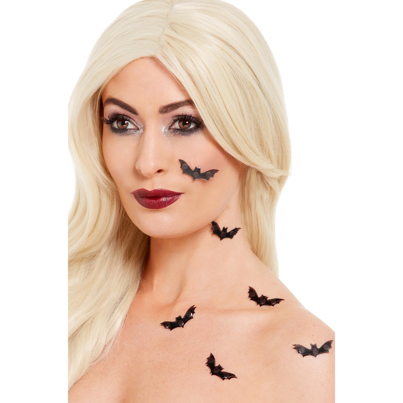 Smiffys Make-Up FX, 3D Bat Stickers, Black
