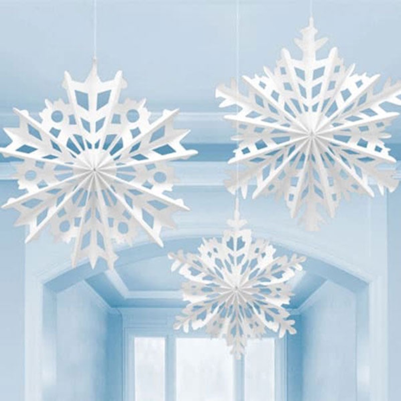 Snowflake Fan Decorations 3pk