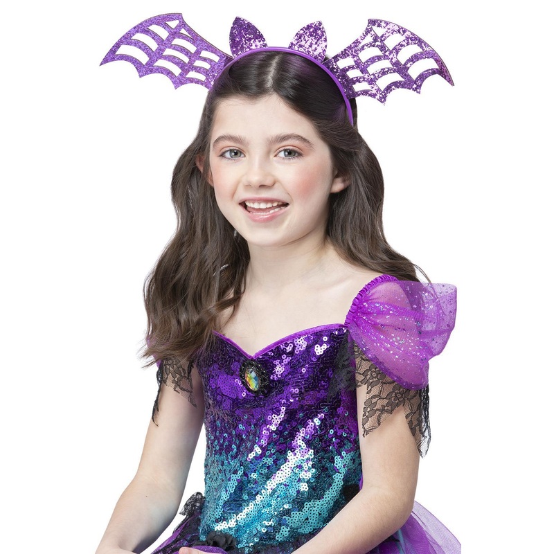 Bat Headband, Purple Glitter