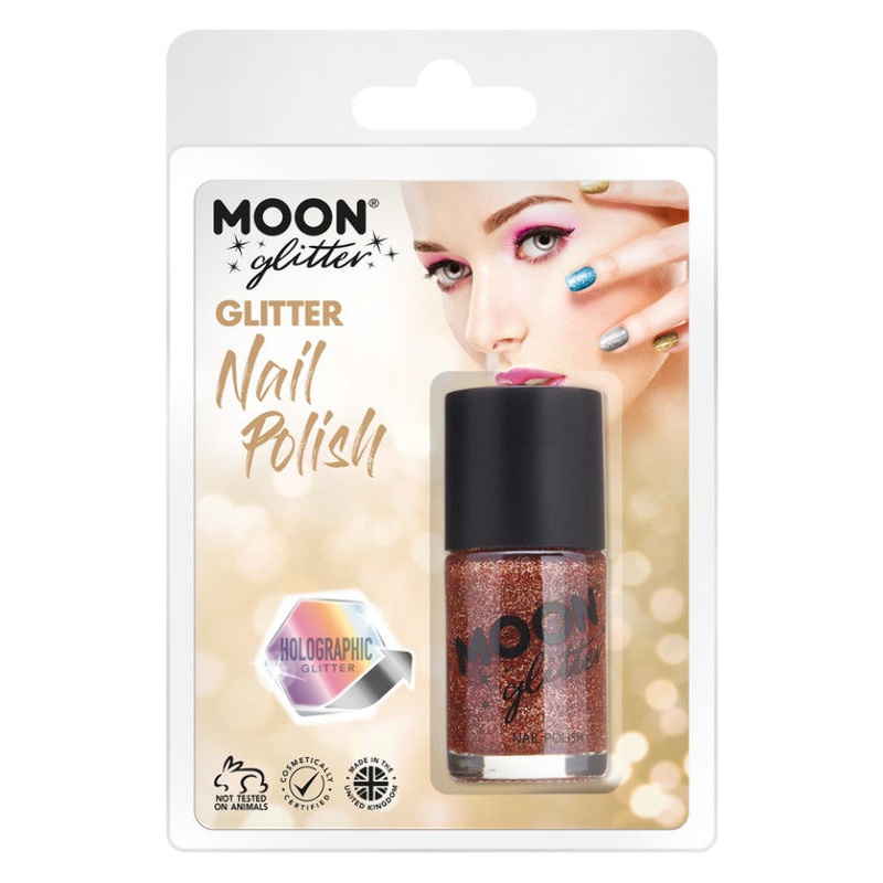 Moon Glitter Holographic Nail Polish, Rose Gold