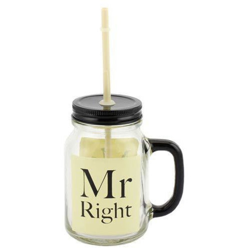 Mr Right Mason Drinking Jar Glass