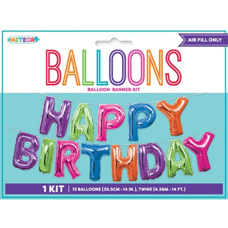 "Happy Birthday" Multi Colour Foil Letter Balloon Kit