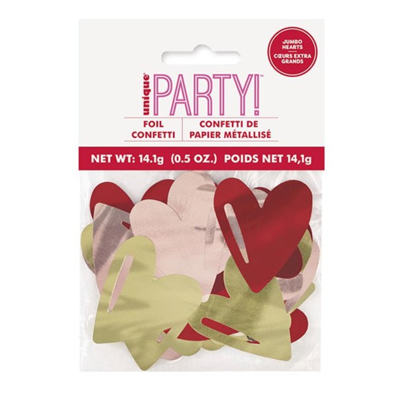 Jumbo Hearts Foil Confetti - Red, Rose Gold & Gold (14g)