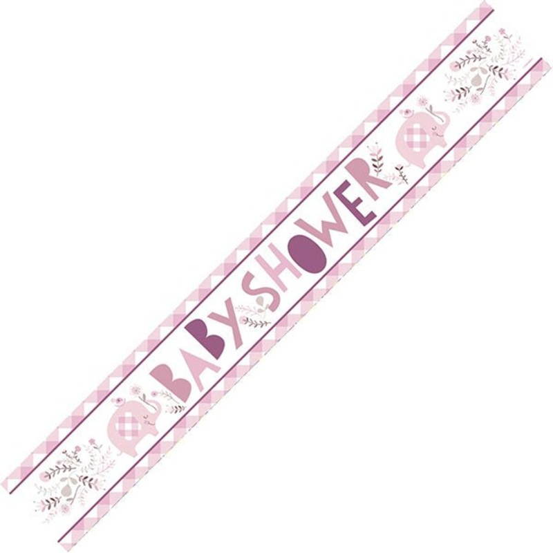 Pink Floral Elephant "Baby Shower" Foil Banner - 2.74m