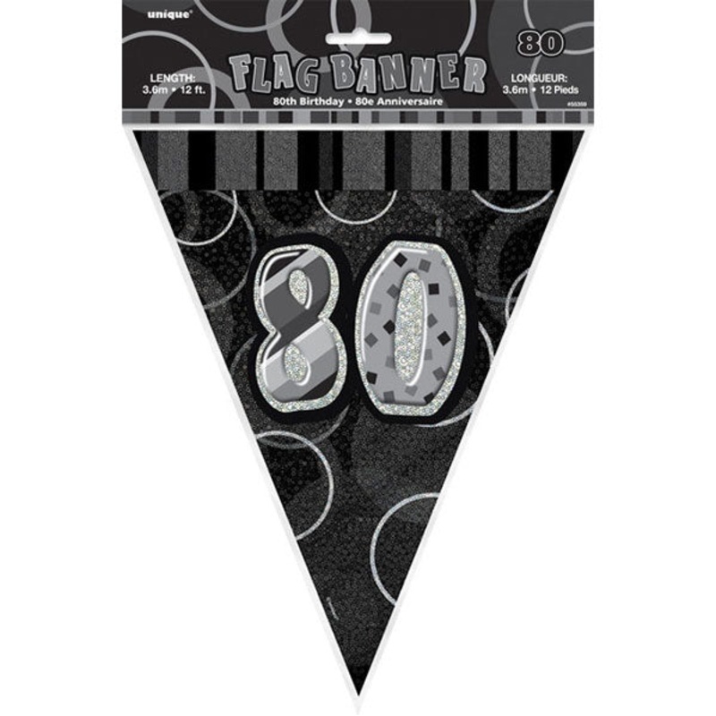 "80" Glitz Black Flag Banner - 3.65m