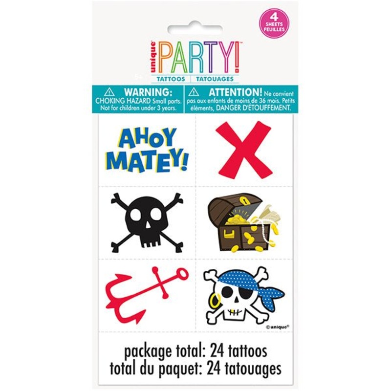 Ahoy Pirate Tattoos (Pack of 24)