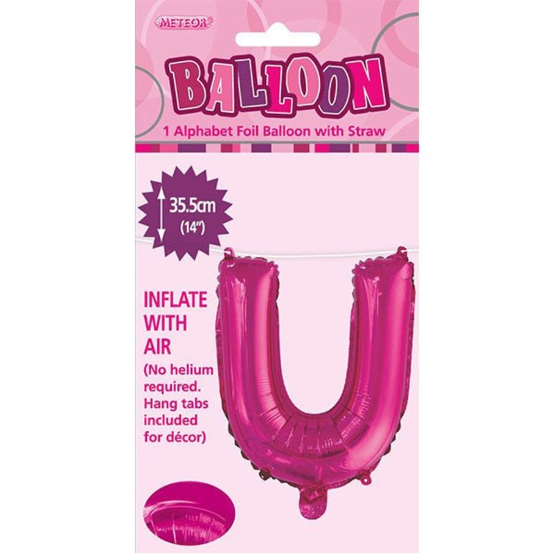 Hot Pink "U" Letter Foil Balloon (35cm)