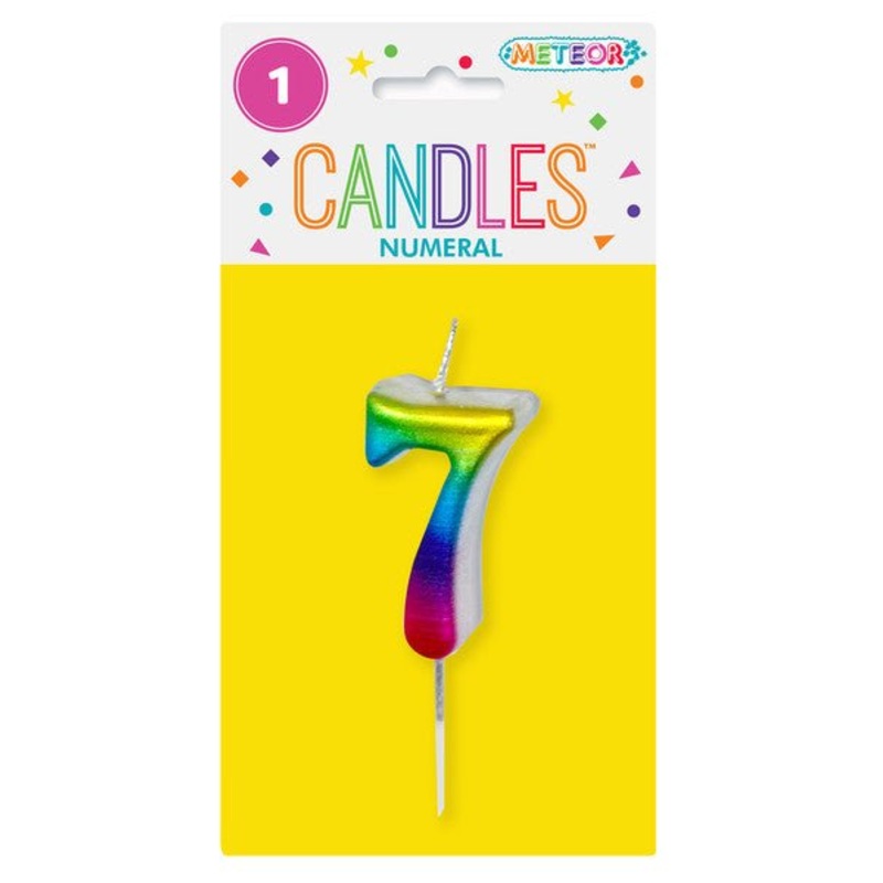 Metallic Rainbow Mini Numeral Pick Candle - 7