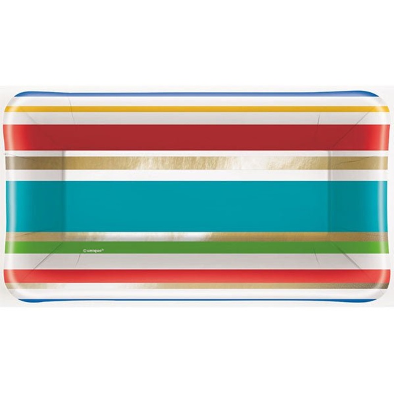 Party Diamonds Foil Stamped Rectangle Appetizer Paper Plates 23cm (Pack of 8)