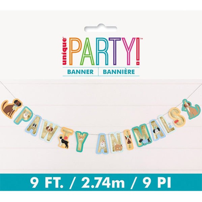 "Pawty Animals" Foil Stamped Letter Banner - 2.74m