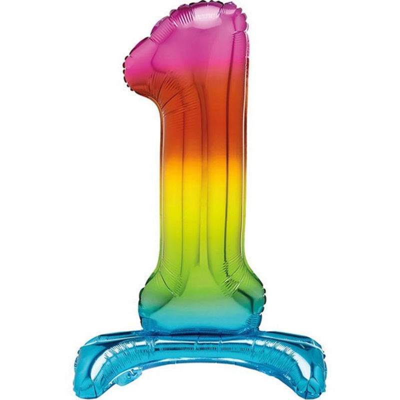 Rainbow "1" Giant Standing Numeral Foil Balloon (76cm)