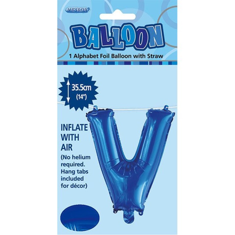 Royal Blue "V" Letter Foil Balloon (35cm)