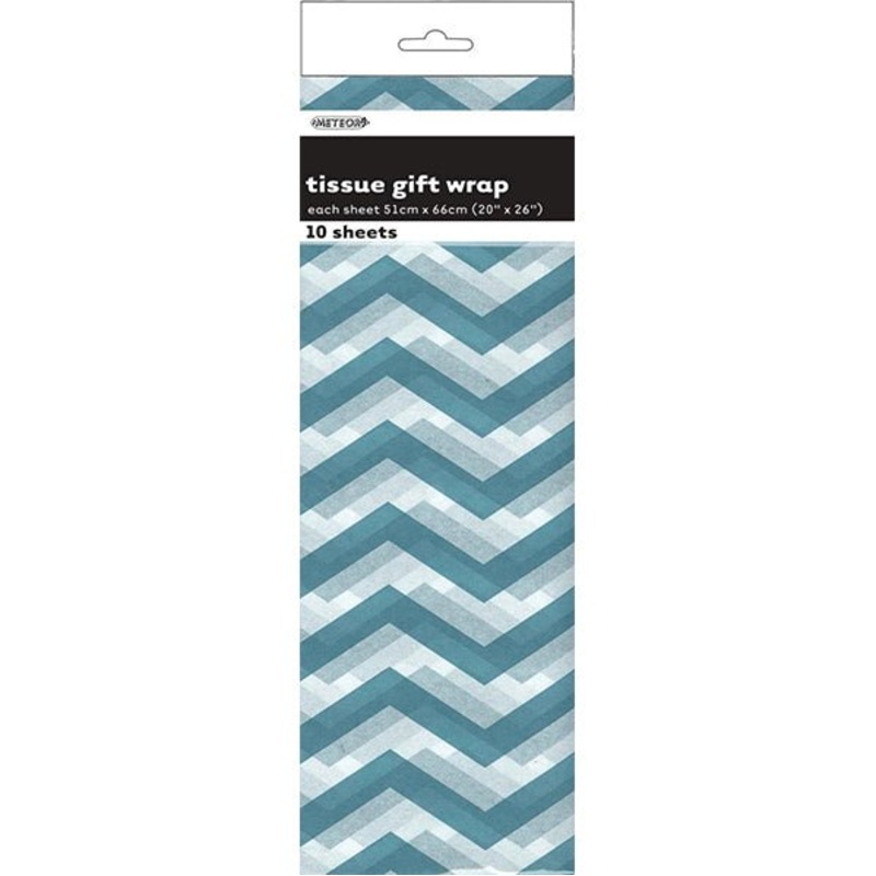 Tissue Paper - Caribbean Teal Chevron (10 Sheets)