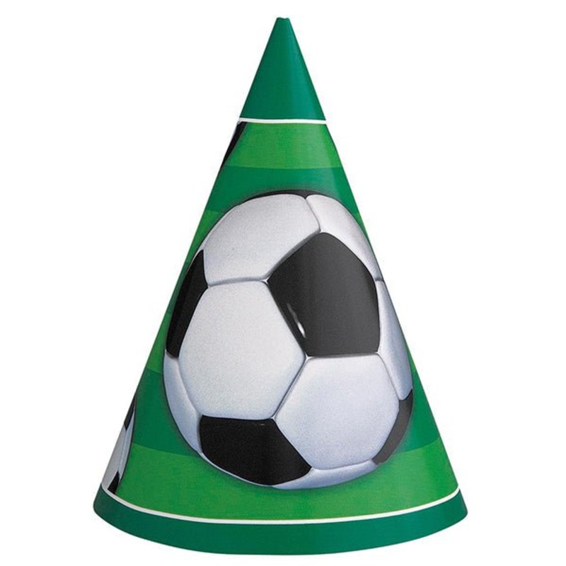 3D Soccer Party Hats (Pack of 8)