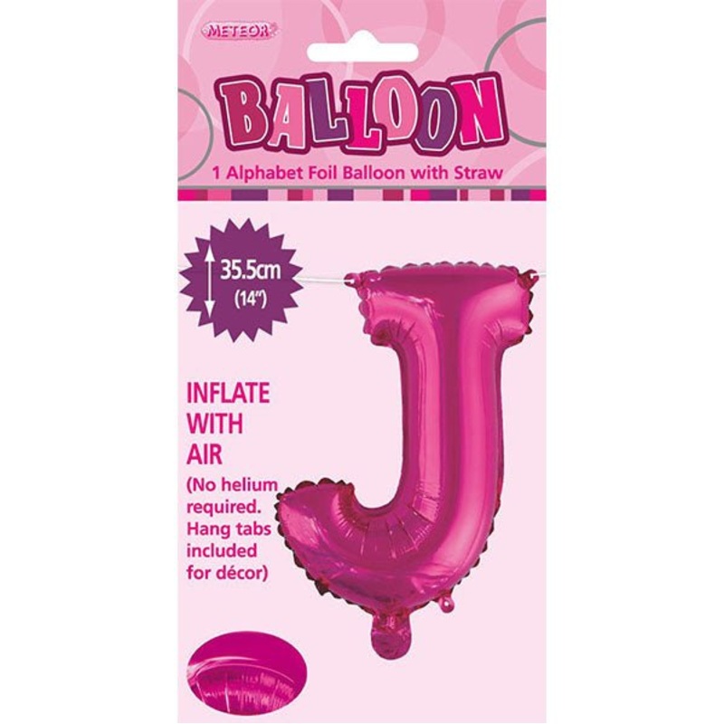 Hot Pink "J" Letter Foil Balloon (35cm)
