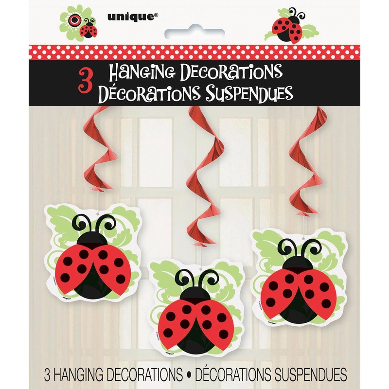 Lively Ladybugs Hanging Swirl Decorations (Pack of 3)