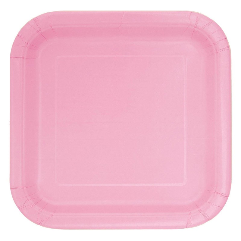 Lovely Pink Square Paper Plates 23cm (Pack of 8)
