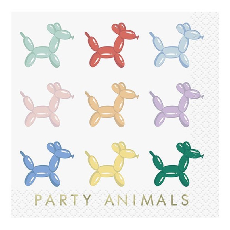 "Party Animals" Foil Stamped Beverage Napkins (Pack of 16)
