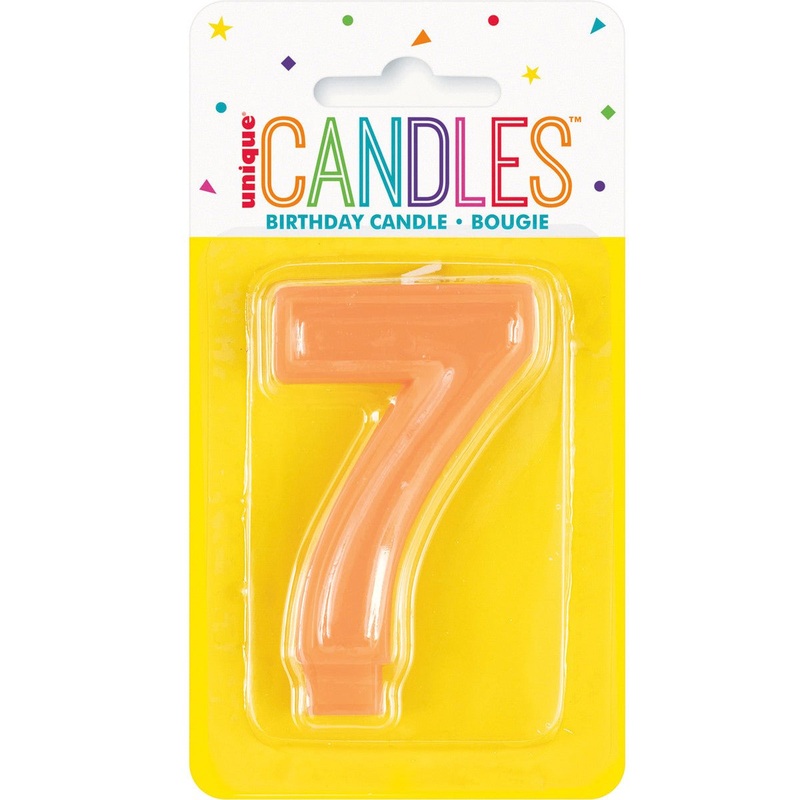 Pastel Orange Numeral Candle - 7