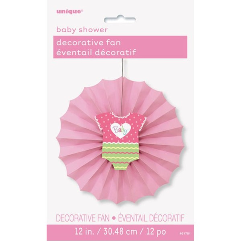 Pink Dot Baby Shower Decorative Fan