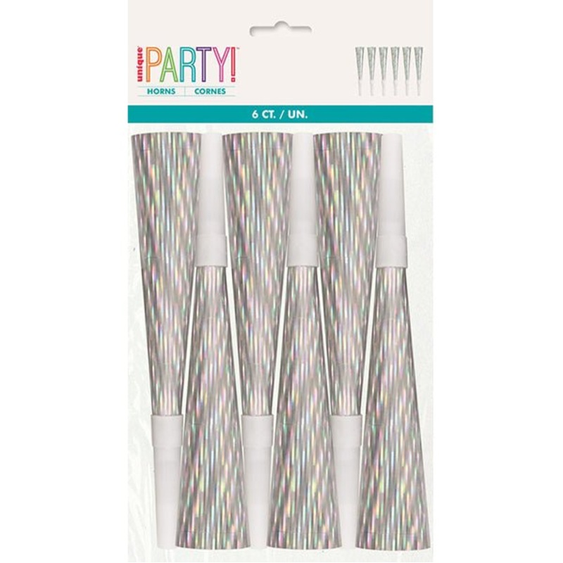Prismatic Iridescent Foil Horns (Pack of 6)