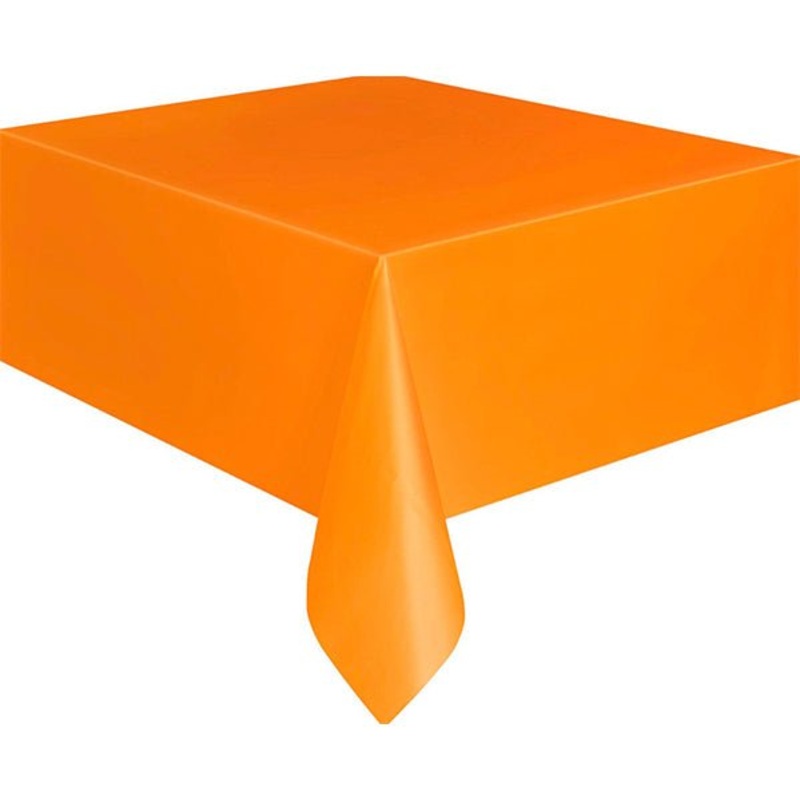 Pumpkin Orange Rectangular Plastic Tablecloth 137cm x 274cm